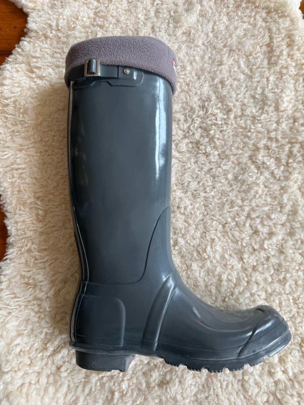Hunter Gloss Tall Rain Boots in Charcoal - Picture 8 of 8
